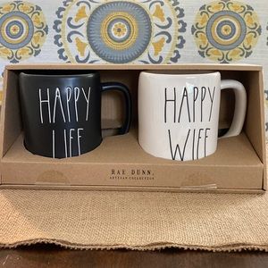 Rae Dunn, “Happy Wife, Happy Life” Mug Set